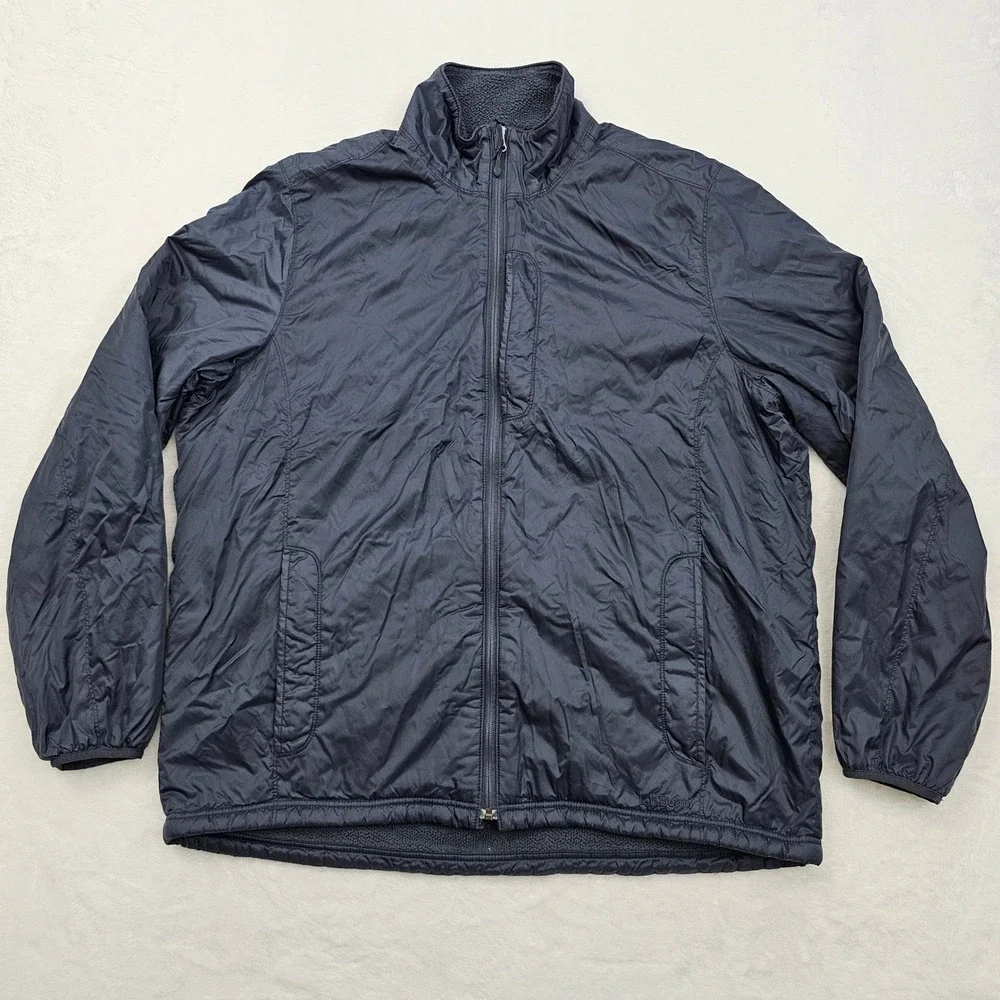 L.L.Bean Jacket Mens XL Tall Blue Fleece Lined Nylon Full Zip Gorpcore‎